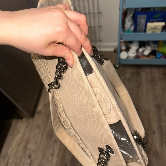 Chanel CC Logo Double chain Canvas Tote - Picture 16 of 16